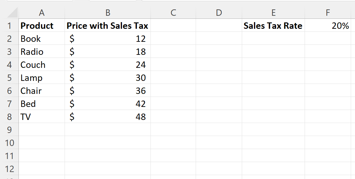 Cómo calcular el impuesto sobre las ventas en Excel (con ejemplos)