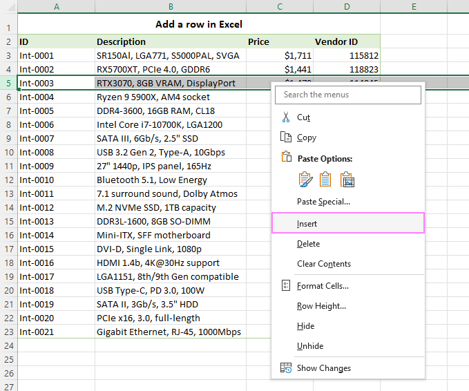 Cómo insertar varias filas en Excel con acceso directo y otras formas