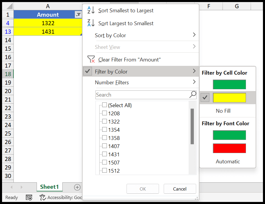 Cómo filtrar por color en Excel