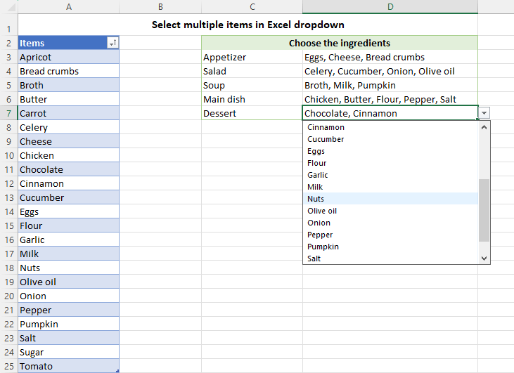 Cómo crear una lista desplegable de selección múltiple en Excel