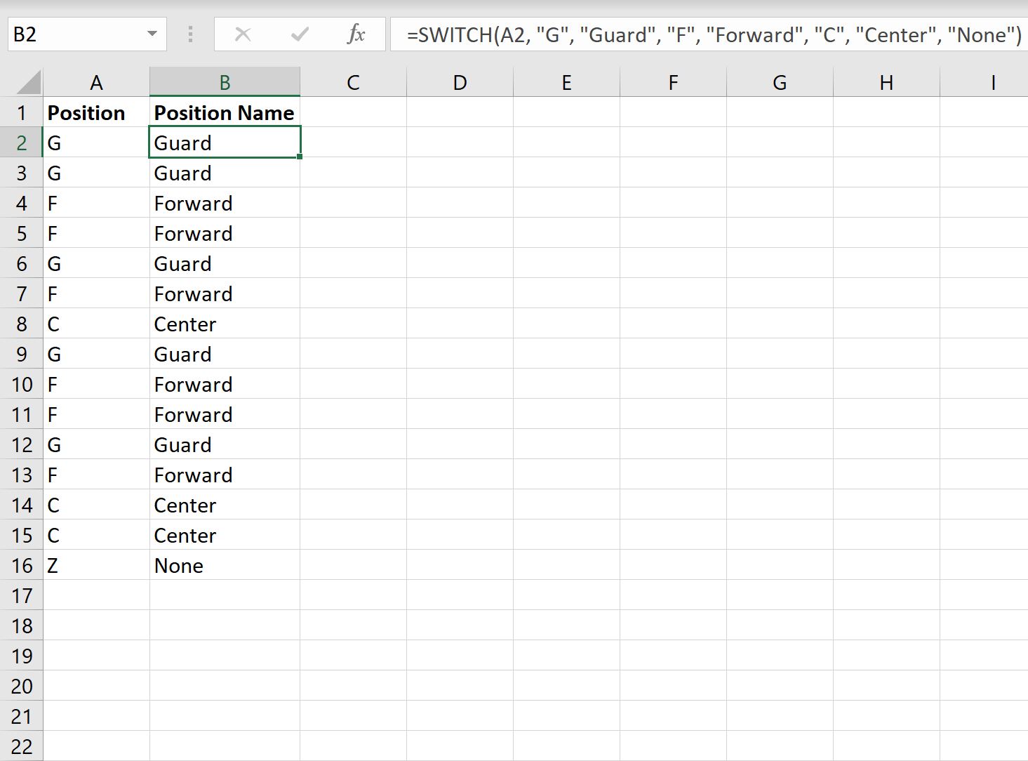 Cómo escribir una declaración de caso en Excel (con ejemplo)