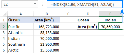 Función XMATCH de Excel con ejemplos de fórmulas