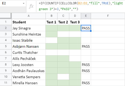Funciones personalizadas de Google Sheets para contar celdas coloreadas: CELLCOLOR & VALUESBYCOLORALL