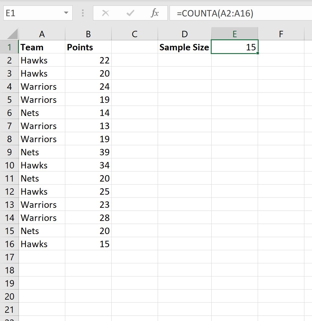 Cómo calcular el tamaño de la muestra en Excel (con ejemplo)