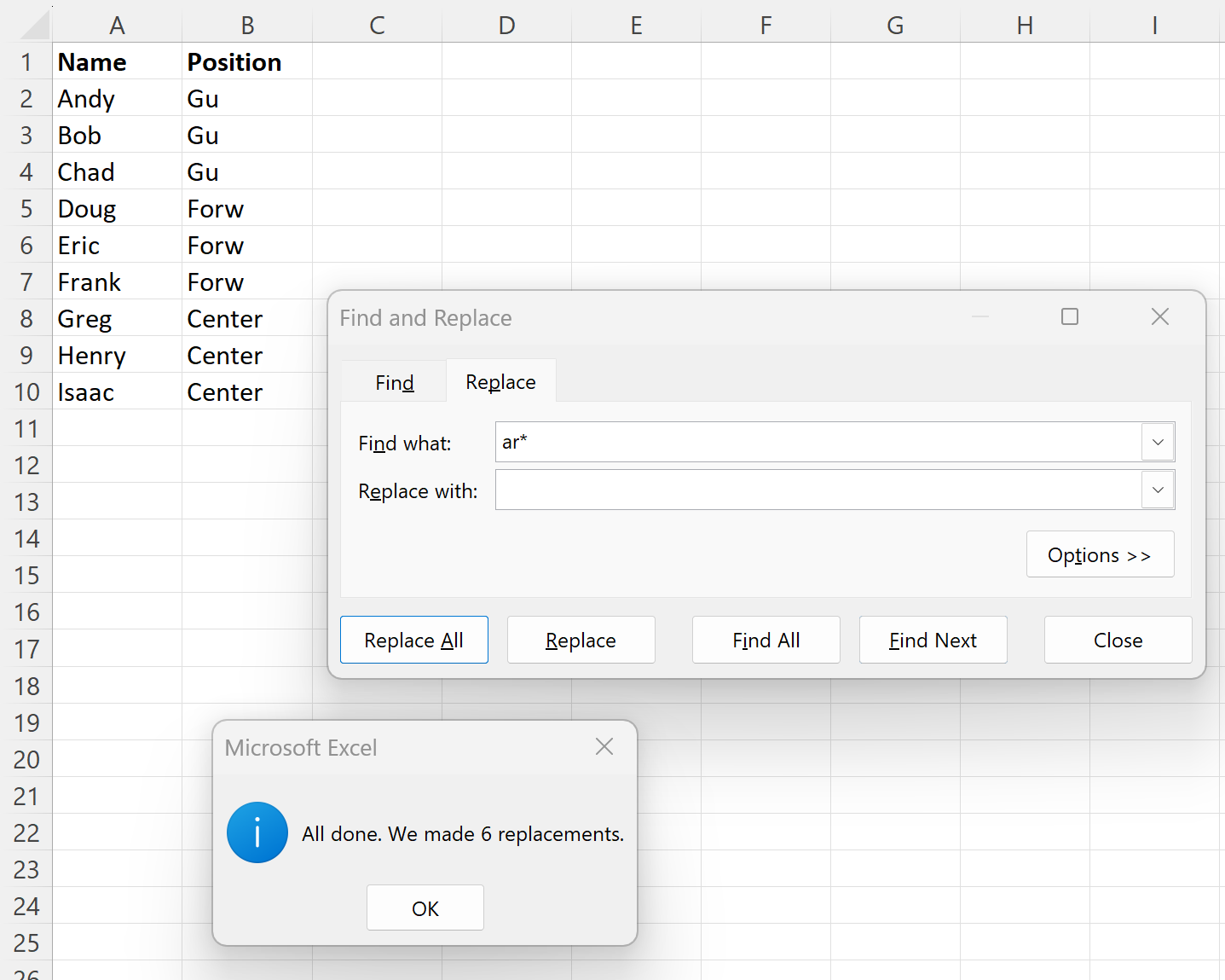 Excel: cómo utilizar Buscar y reemplazar con comodines