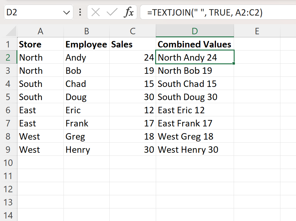 Excel: cómo combinar tres columnas en una