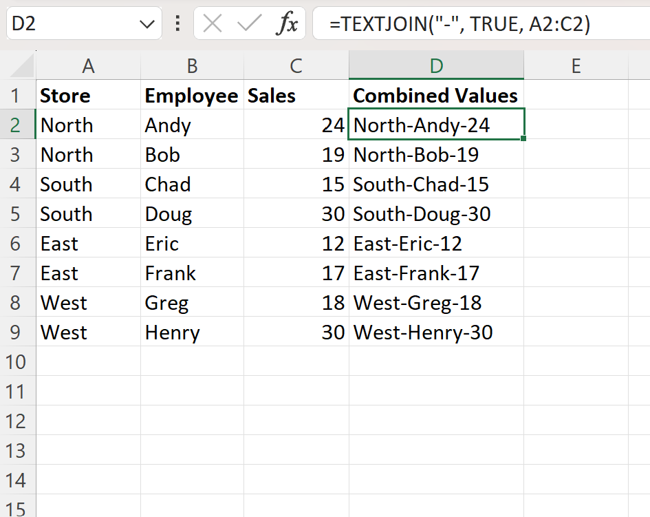 Excel: cómo combinar tres columnas en una