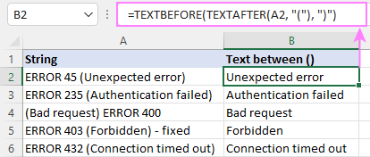 Extraiga texto entre dos caracteres en Excel y Google Sheets
