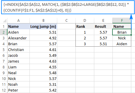 Fórmula de Excel para encontrar los 3, 5, 10 valores principales en una columna o fila