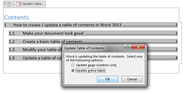 Cómo crear una tabla de contenido (TOC) en Microsoft Word