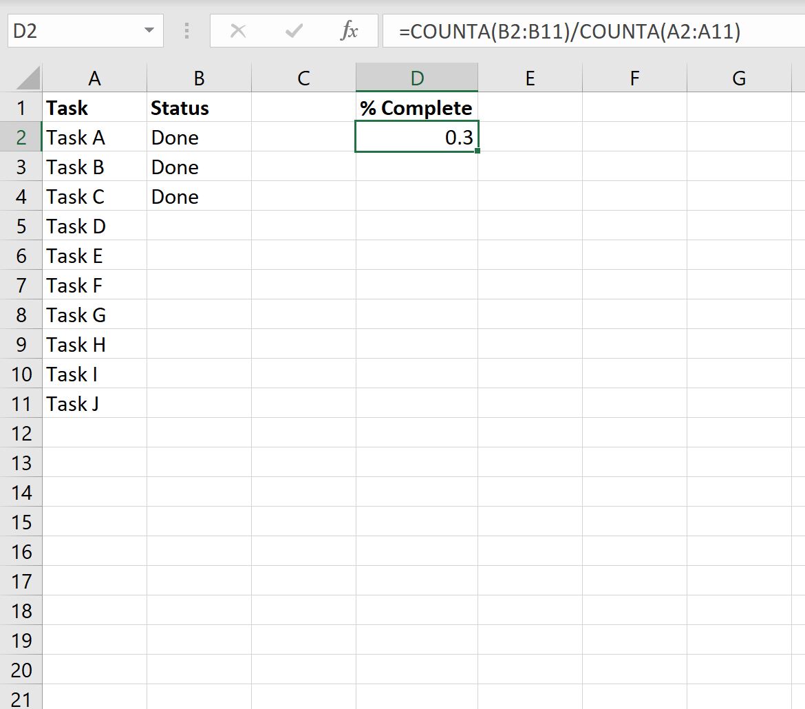 Cómo calcular el porcentaje completo en Excel