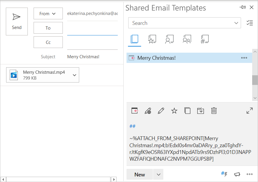 Adjuntar archivos de SharePoint al correo electrónico de Outlook