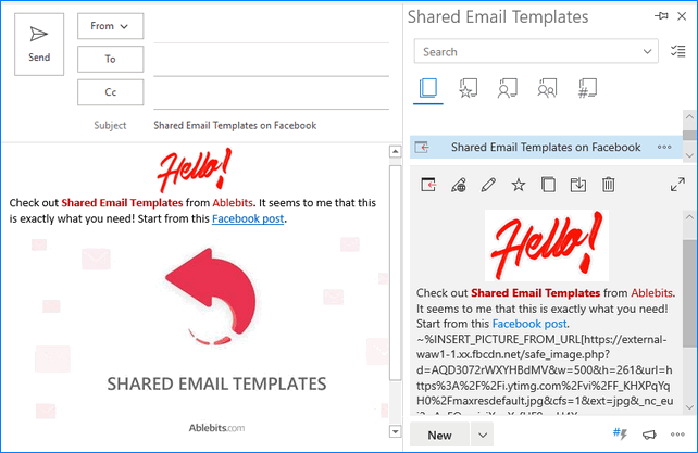 Cómo agregar una imagen al correo electrónico de Outlook usando plantillas compartidas