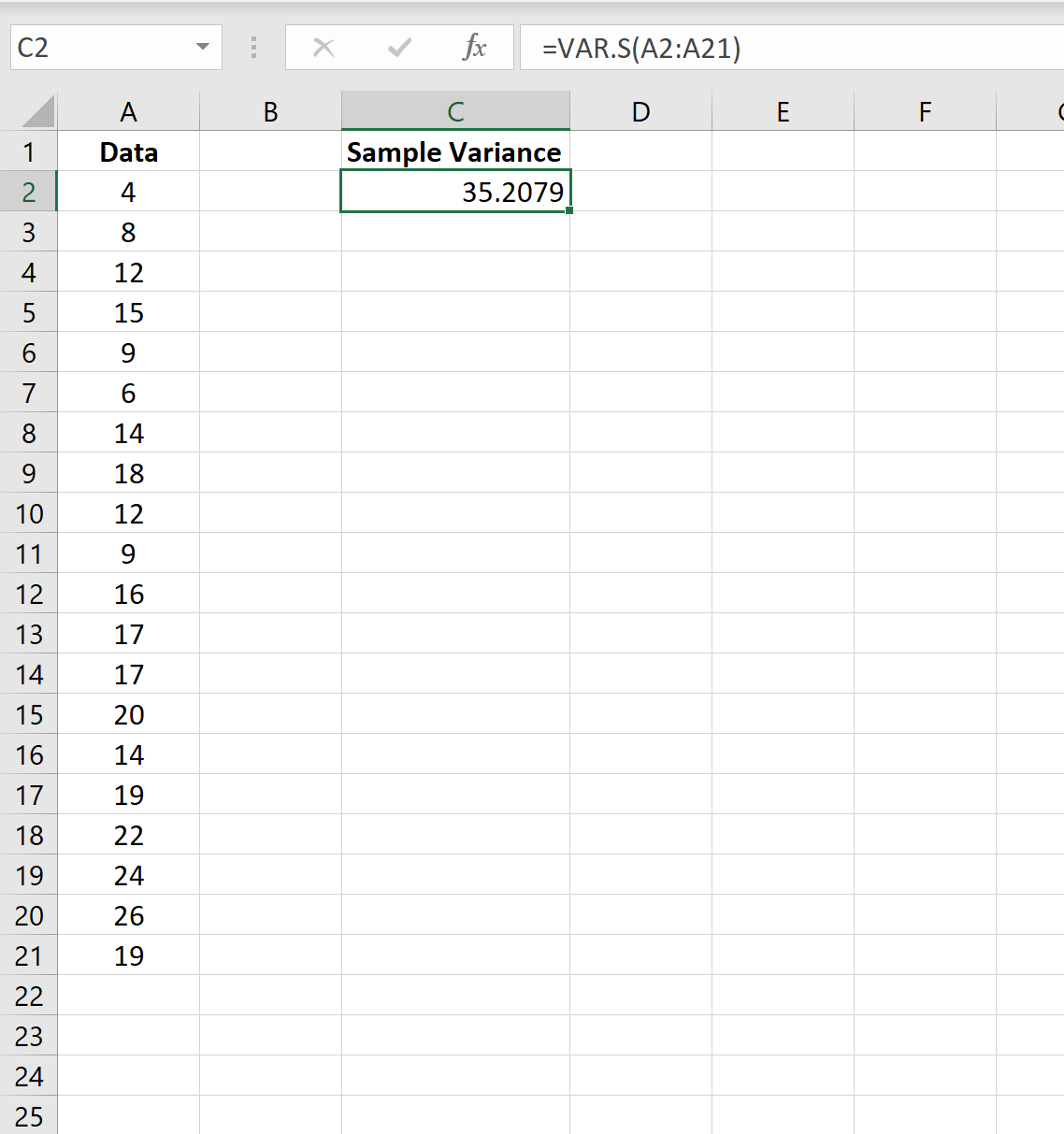 Cómo calcular la varianza de la muestra y la población en Excel