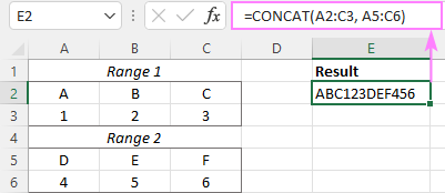 Función CONCAT de Excel: ejemplos de concatenación de cadenas Función CONCAT de Excel: ejemplos de concatenación de cadenas