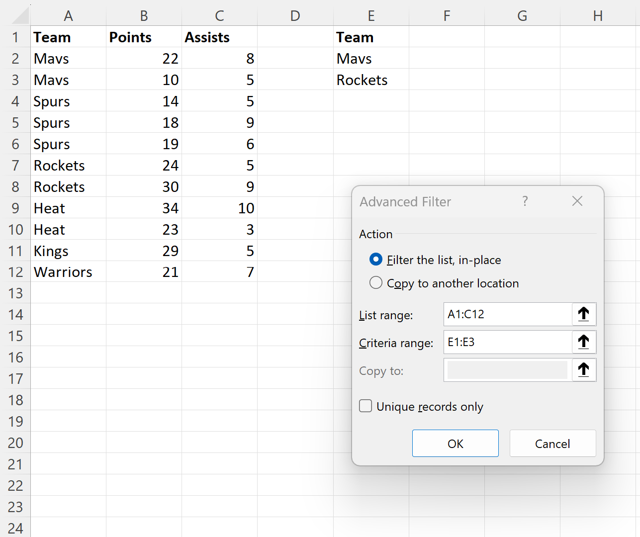 Excel: filtro avanzado con múltiples criterios en una columna