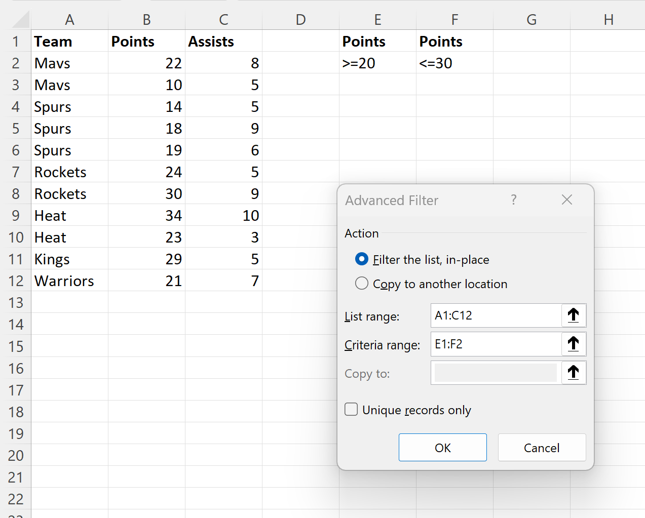 Excel: filtro avanzado con múltiples criterios en una columna