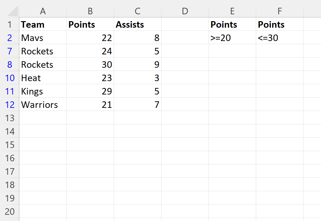 Excel: filtro avanzado con múltiples criterios en una columna