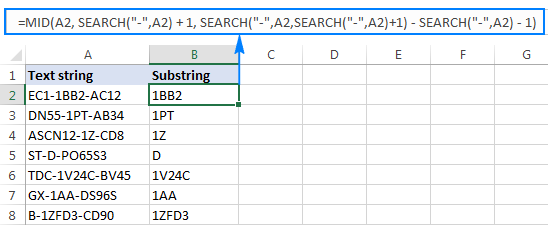 Funciones de subcadena de Excel para extraer texto de la celda Funciones de subcadena de Excel para extraer texto de la celda