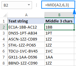Funciones de subcadena de Excel para extraer texto de la celda Funciones de subcadena de Excel para extraer texto de la celda