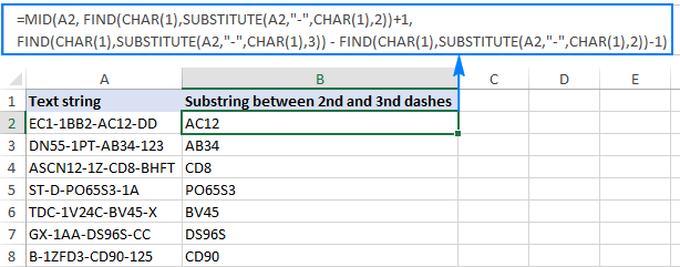 Funciones de subcadena de Excel para extraer texto de la celda Funciones de subcadena de Excel para extraer texto de la celda