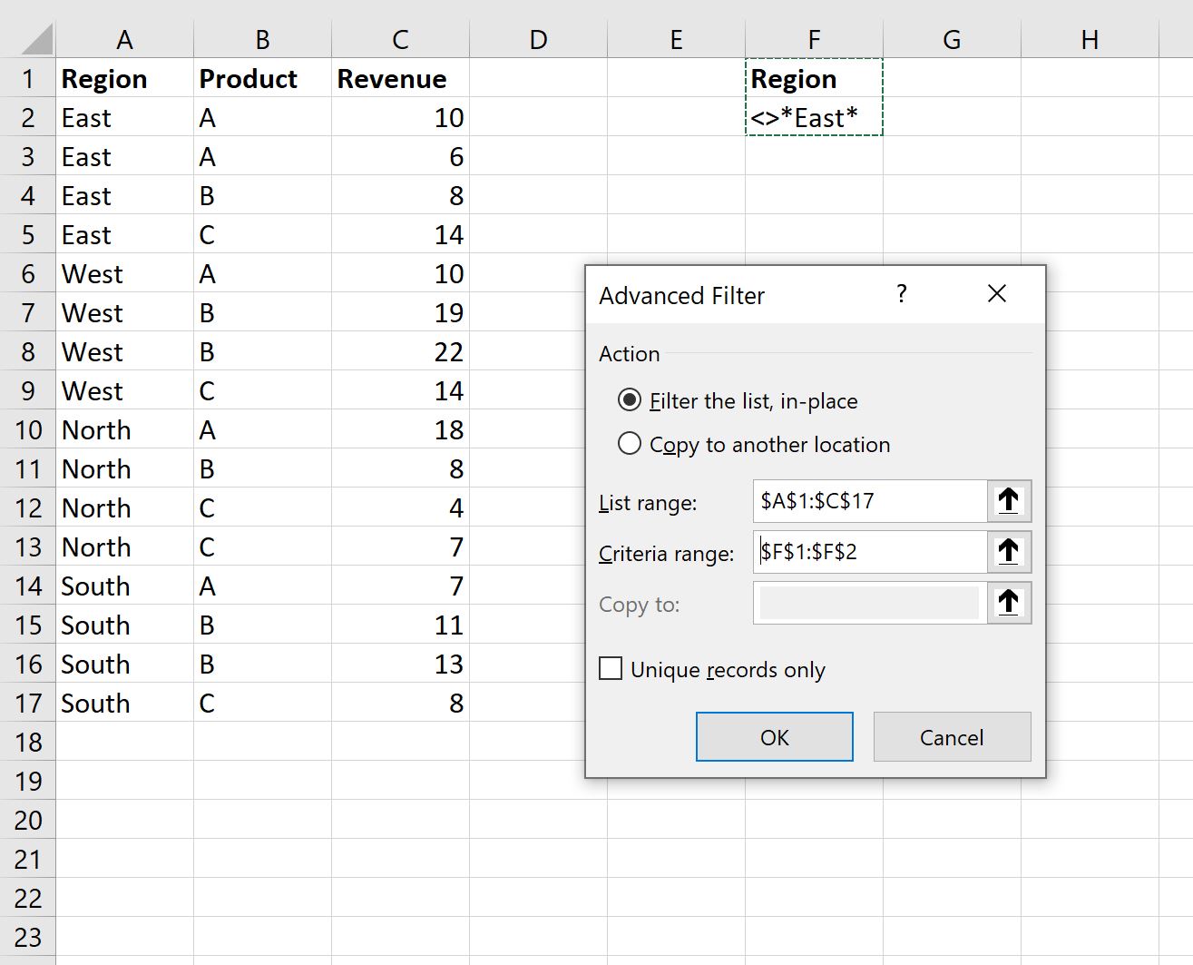 Filtro avanzado de Excel: cómo utilizar «No contiene» Filtro avanzado de Excel: cómo utilizar «No contiene»