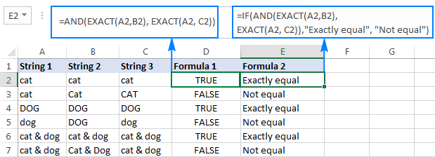 Compare cadenas en dos celdas para encontrar coincidencias (sin distinguir entre mayúsculas y minúsculas o exactas) Compare cadenas en dos celdas para encontrar coincidencias (sin distinguir entre mayúsculas y minúsculas o exactas)