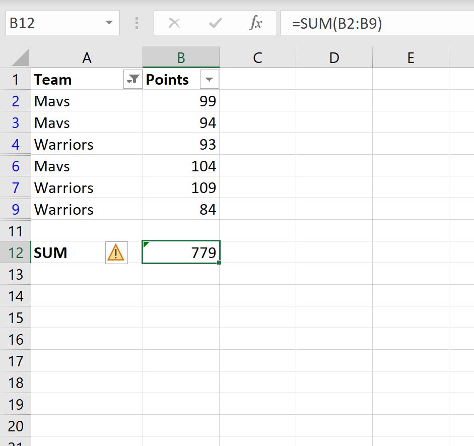 Cómo sumar filas filtradas en Excel (con ejemplo) Cómo sumar filas filtradas en Excel (con ejemplo)