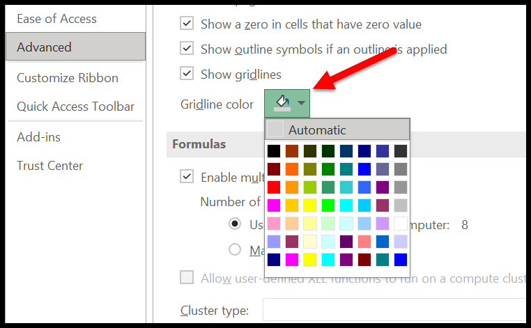 Líneas de cuadrícula en Excel (eliminar, atajo, imprimir y cambiar color)