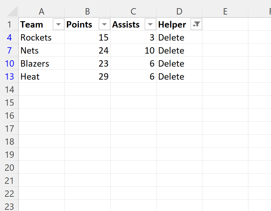 Cómo eliminar cada tercera fila en Excel (con ejemplo) Cómo eliminar cada tercera fila en Excel (con ejemplo)