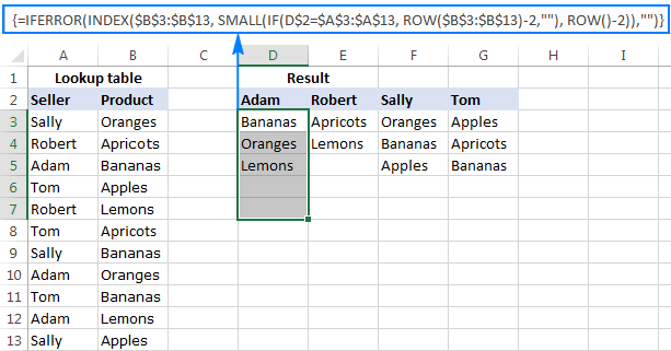 Vlookup múltiples coincidencias en Excel con uno o más criterios