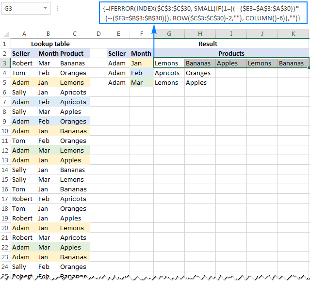 Vlookup múltiples coincidencias en Excel con uno o más criterios