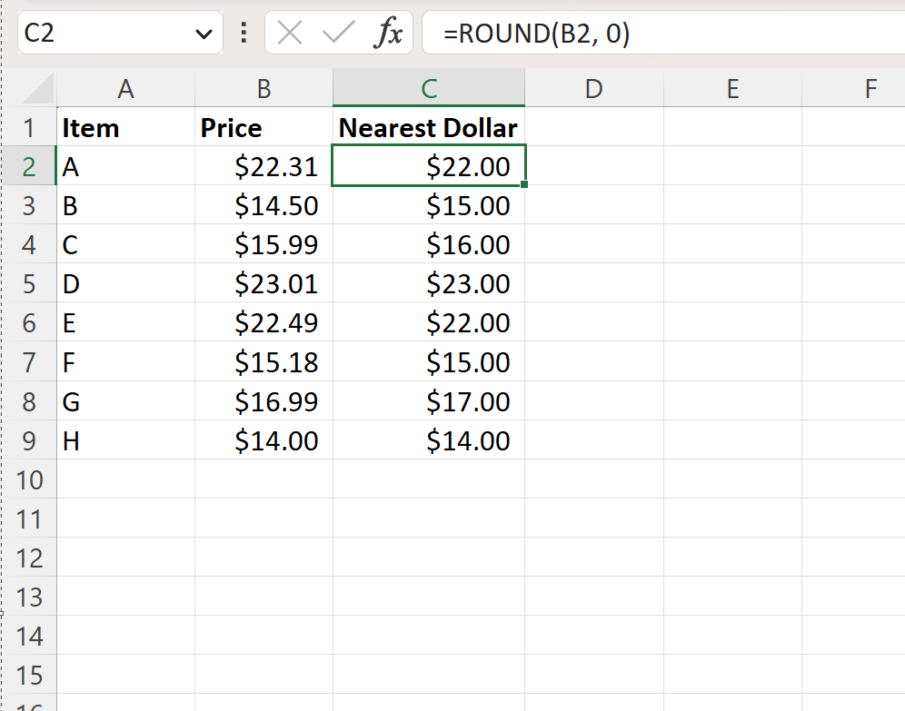 Cómo redondear al dólar más cercano en Excel Cómo redondear al dólar más cercano en Excel
