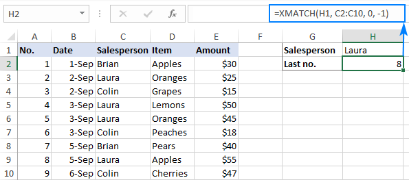 Función XMATCH de Excel con ejemplos de fórmulas