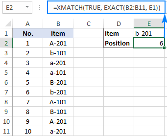 Función XMATCH de Excel con ejemplos de fórmulas