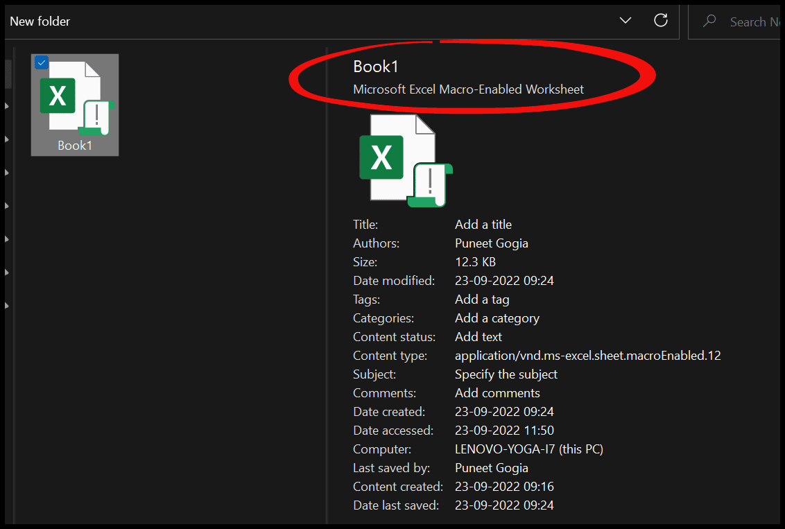 Guarde un libro de Excel habilitado para macros (tipo de archivo .xlsm)
