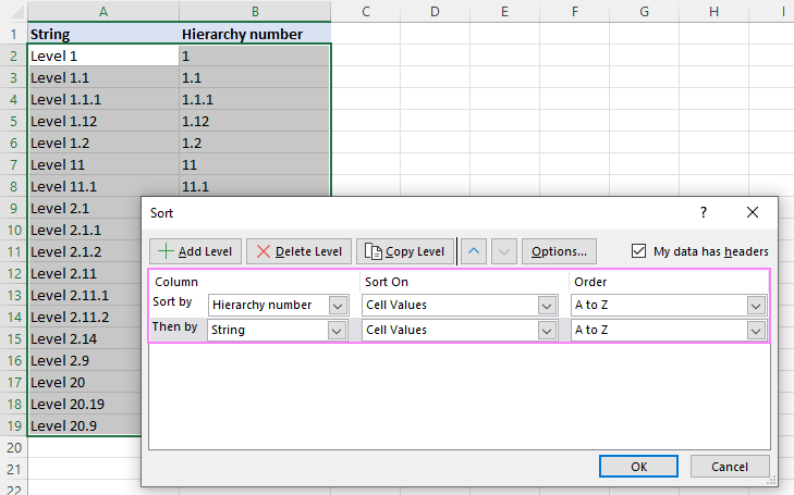 Cómo ordenar números mixtos y texto, números multinivel en Excel Cómo ordenar números mixtos y texto, números multinivel en Excel