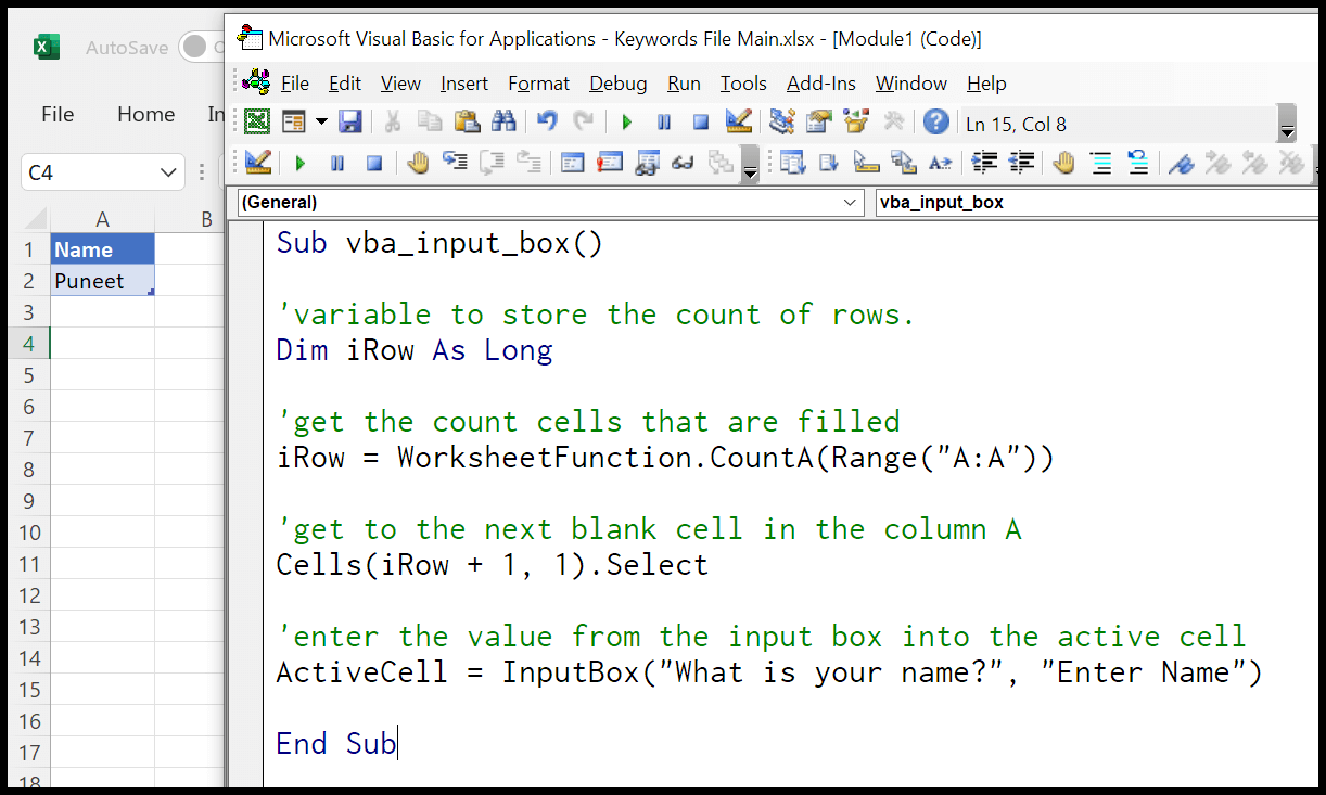 Cómo usar el cuadro de entrada en VBA