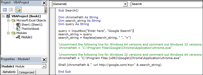 Código VBA para Buscar en Google desde Excel