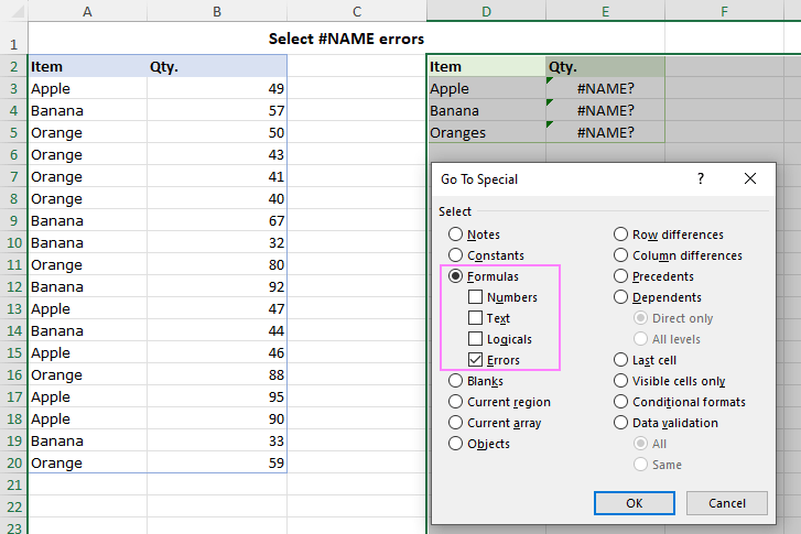 Error #NOMBRE en Excel: motivos y soluciones