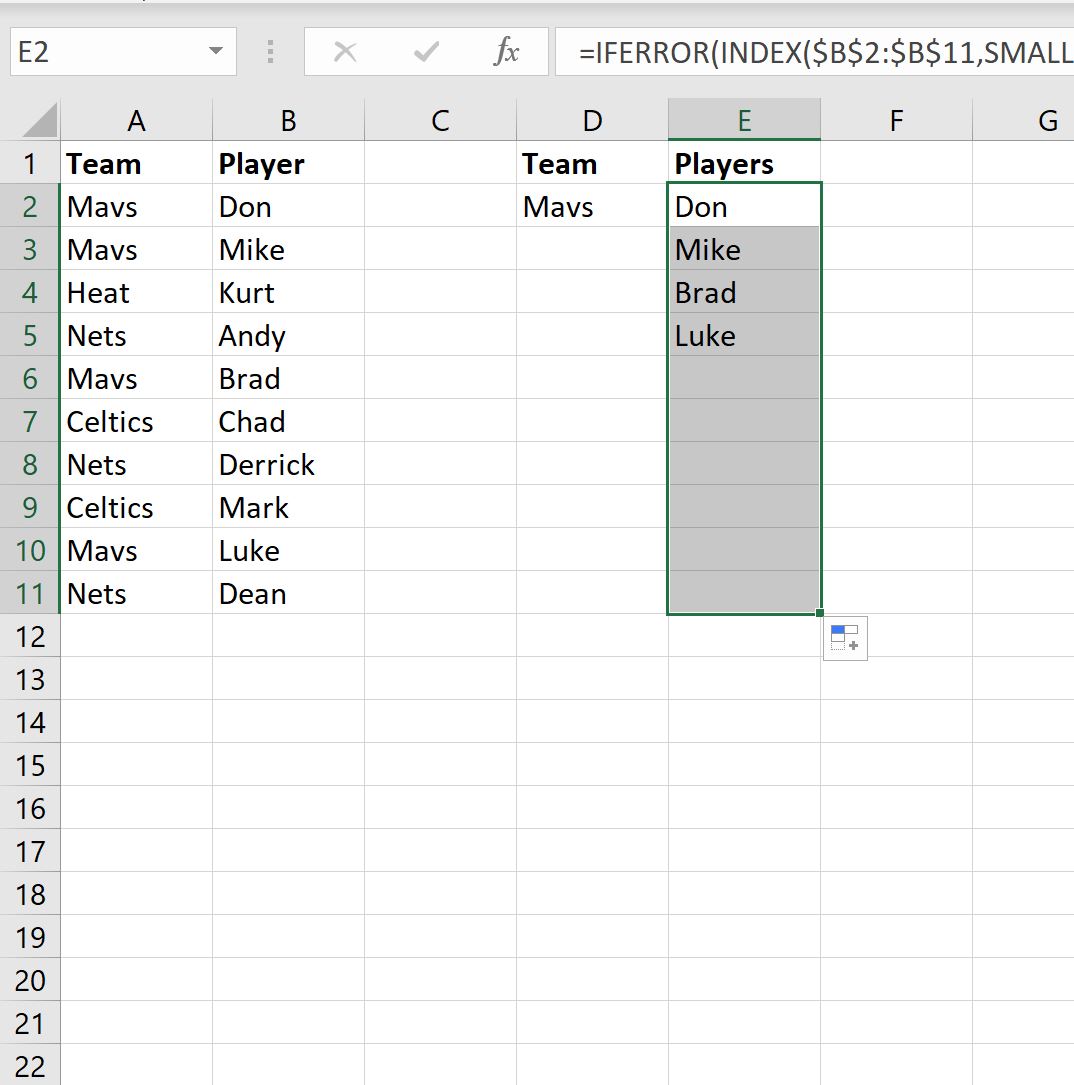 Excel: use ÍNDICE y COINCIDIR para devolver múltiples valores verticalmente Excel: use ÍNDICE y COINCIDIR para devolver múltiples valores verticalmente