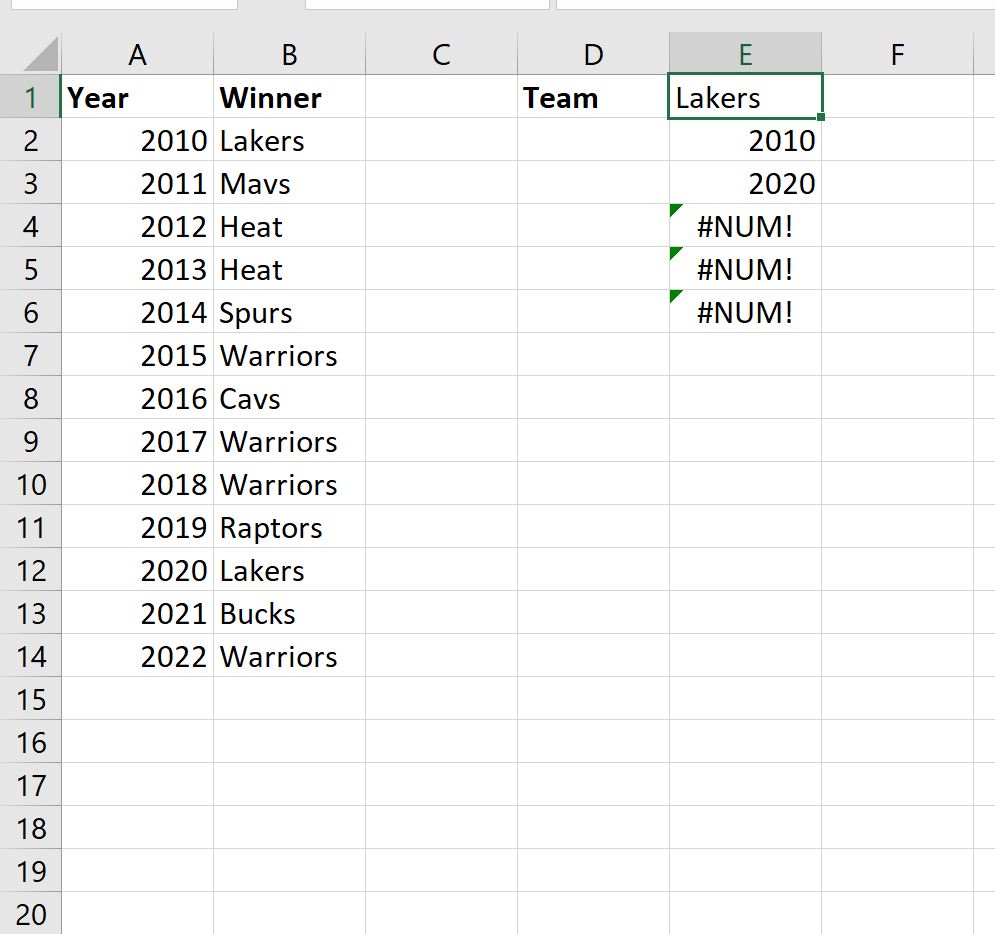Excel: devolver múltiples valores según un único criterio
