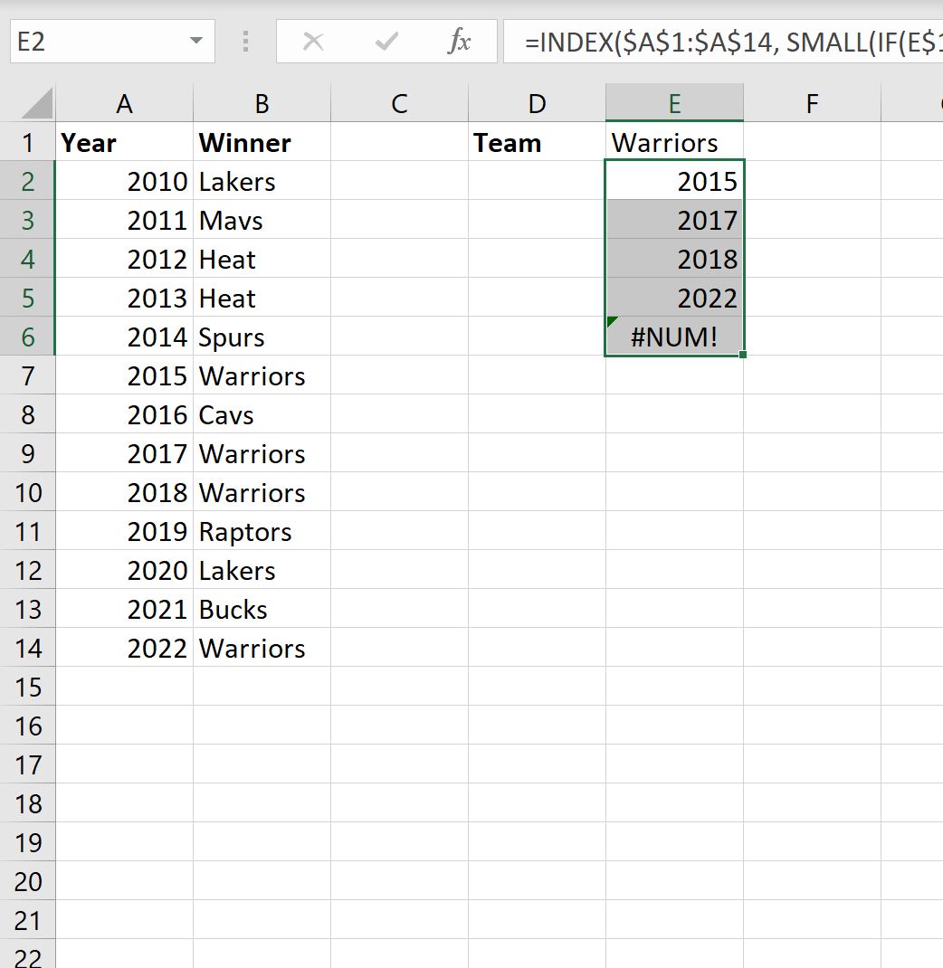 Excel: devolver múltiples valores según un único criterio