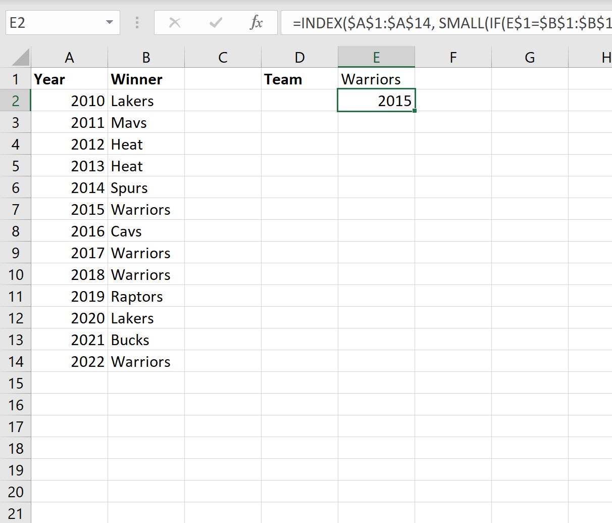 Excel: devolver múltiples valores según un único criterio