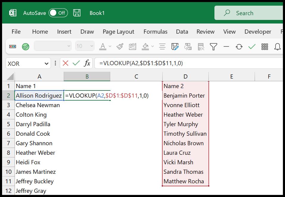 Emparejar/comparar dos columnas con BUSCARV