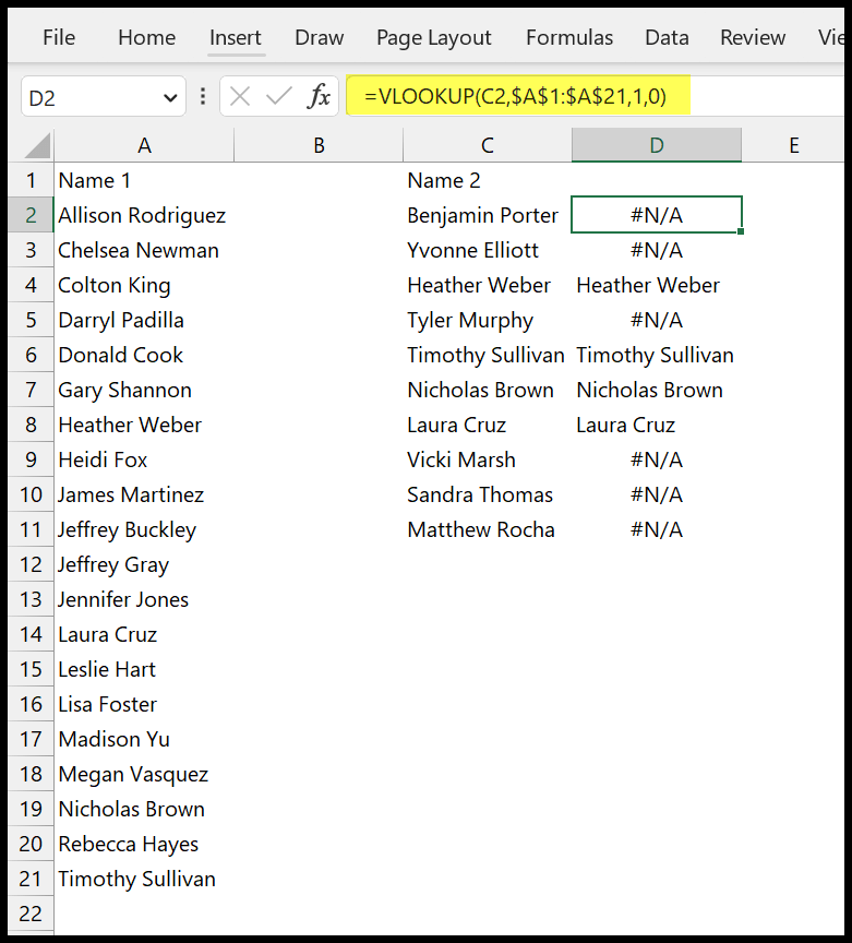 Emparejar/comparar dos columnas con BUSCARV