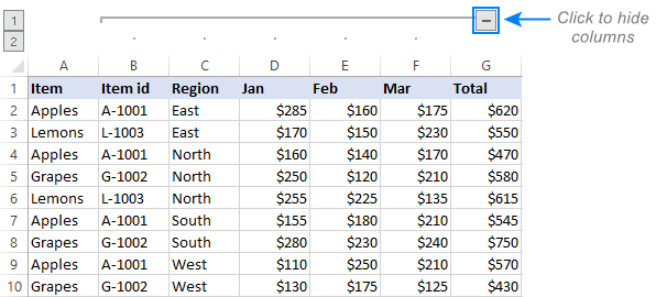 Cómo ocultar columnas en Excel usando acceso directo, VBA o agrupación Cómo ocultar columnas en Excel usando acceso directo, VBA o agrupación