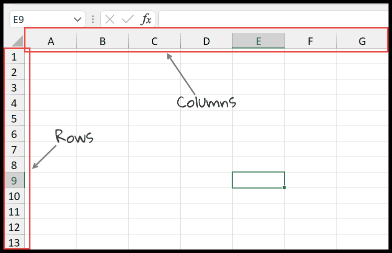 Fila Vs Columna en Excel (Diferencia)