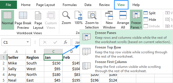 Cómo congelar filas y columnas en Excel
