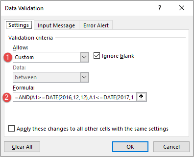 Las dos formas sencillas de crear una validación de datos con rango de fechas